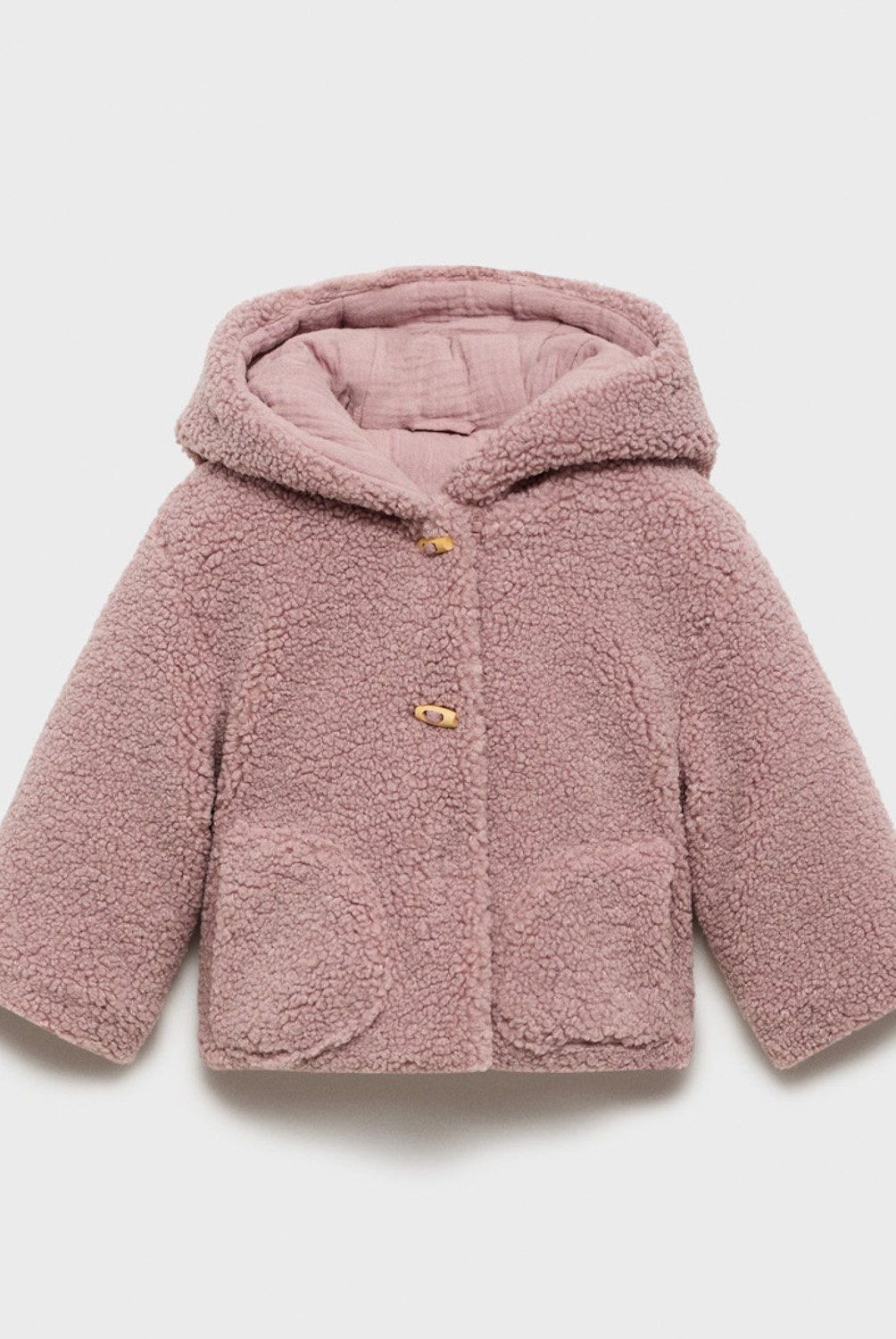 MANGO KIDS - Abrigo Borreguito Capucha Unisex Bebé Mango Kids