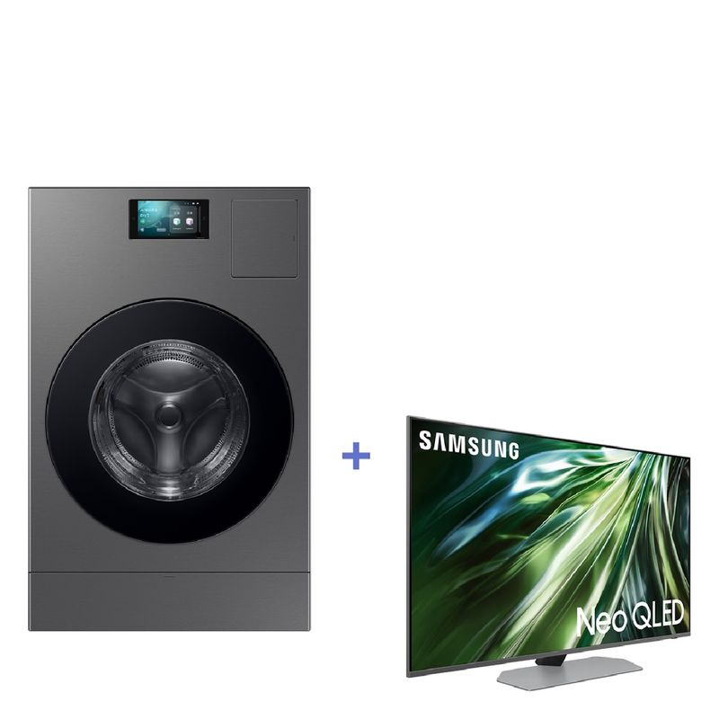 SAMSUNG - Lavadora Secadora Bespoke AI 25 kg / 15 kg + Neo QLED 4K 50" Smart TV QN90D Samsung