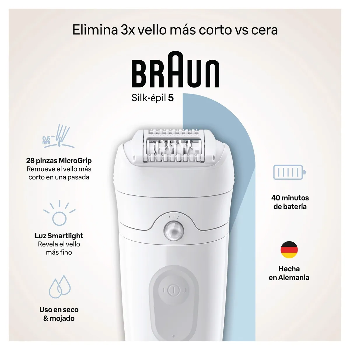 BRAUN - Depiladora de Pinza Braun 5041 2 Velocidades