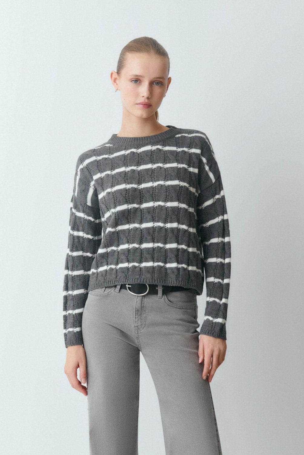 BROWNIE - Sweater Trenzas Rayas Mujer Brownie