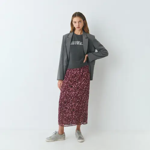 BROWNIE - Falda Midi Estampada Brillo Mujer