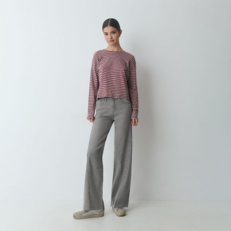 BROWNIE - Polera Raya Lurex Cut-Out Hombro Mujer Brownie