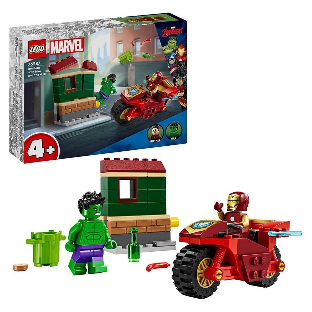 LEGO - Lego Marvel: Iron Man con Moto y Hulk