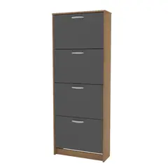 VEKKAHOME - Zapatera Nick Gris 4 Puertas