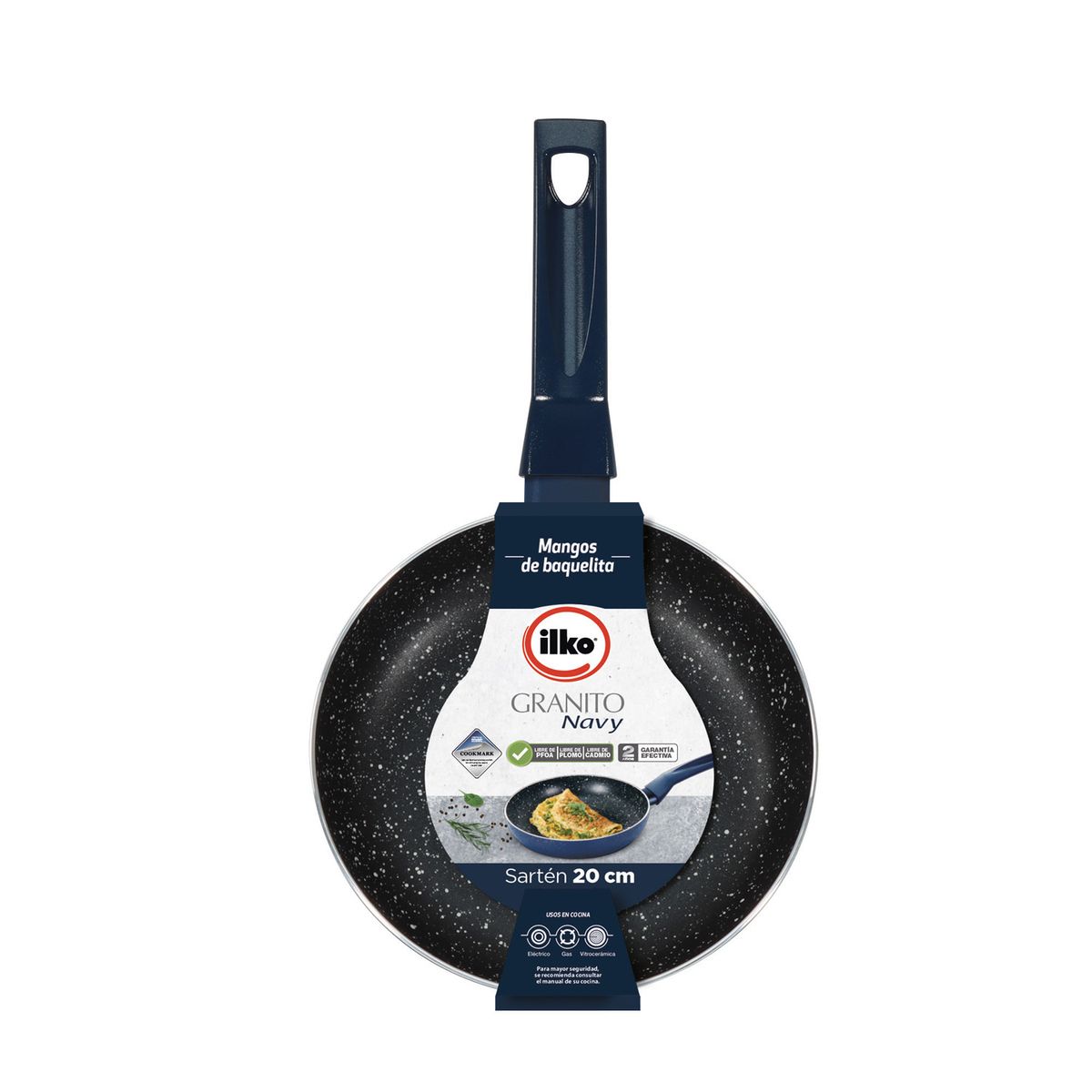 ILKO - Sartén 20 Cm Granito Navy Antiadherente Ilko