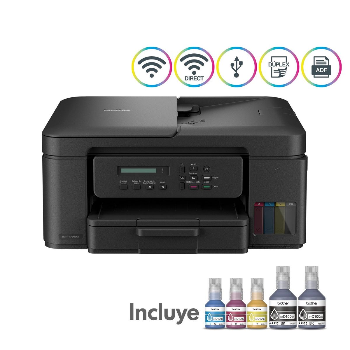 BROTHER - Impresora Multifuncional DCPT730DW Tinta Continua Color WiFi Brother