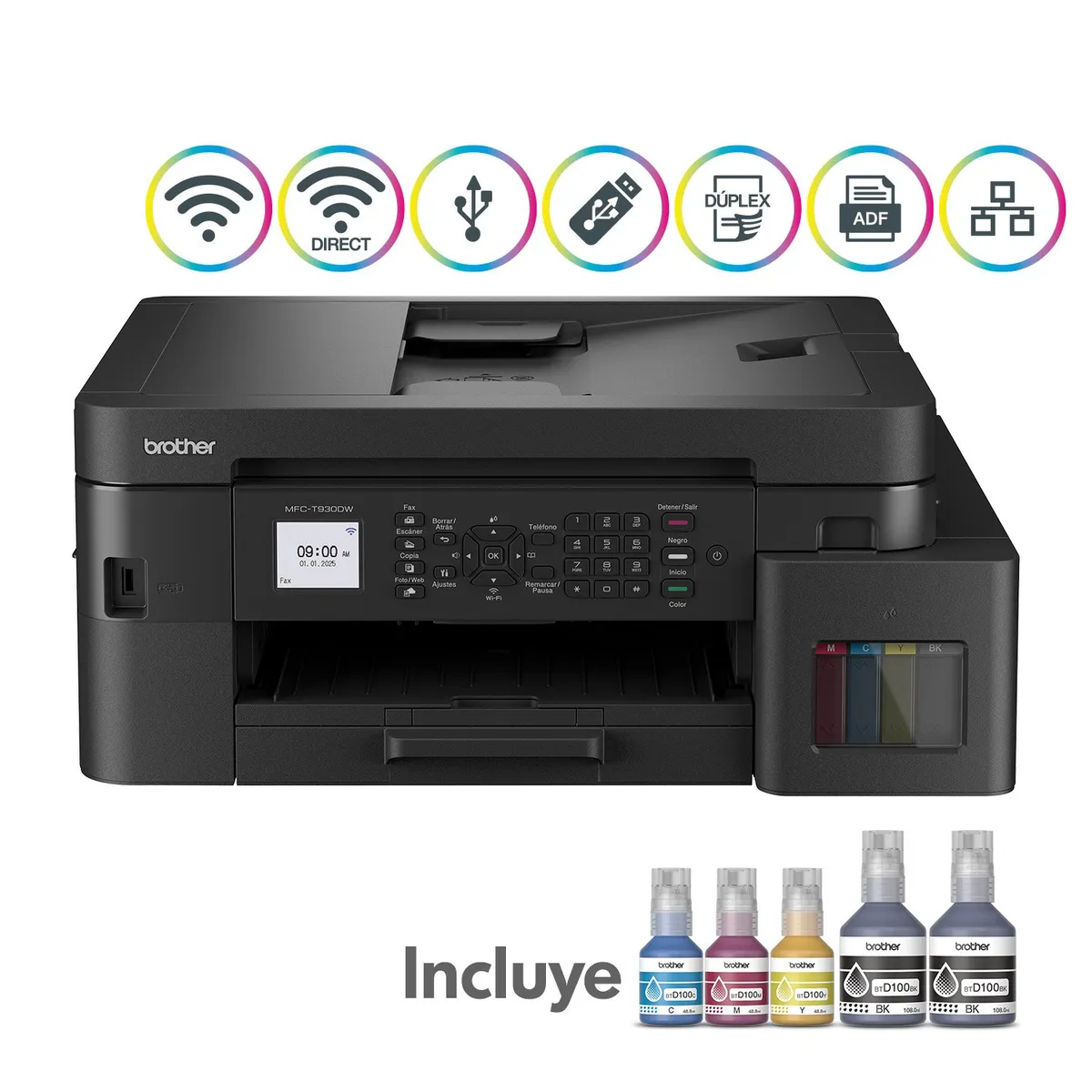 BROTHER - Impresora Multifuncional MFCT930DW Tinta Continua Color WiFi Brother