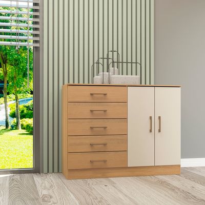 Imagen 2 del producto Cómoda 5 Cajones 2 Puertas Roble Beige