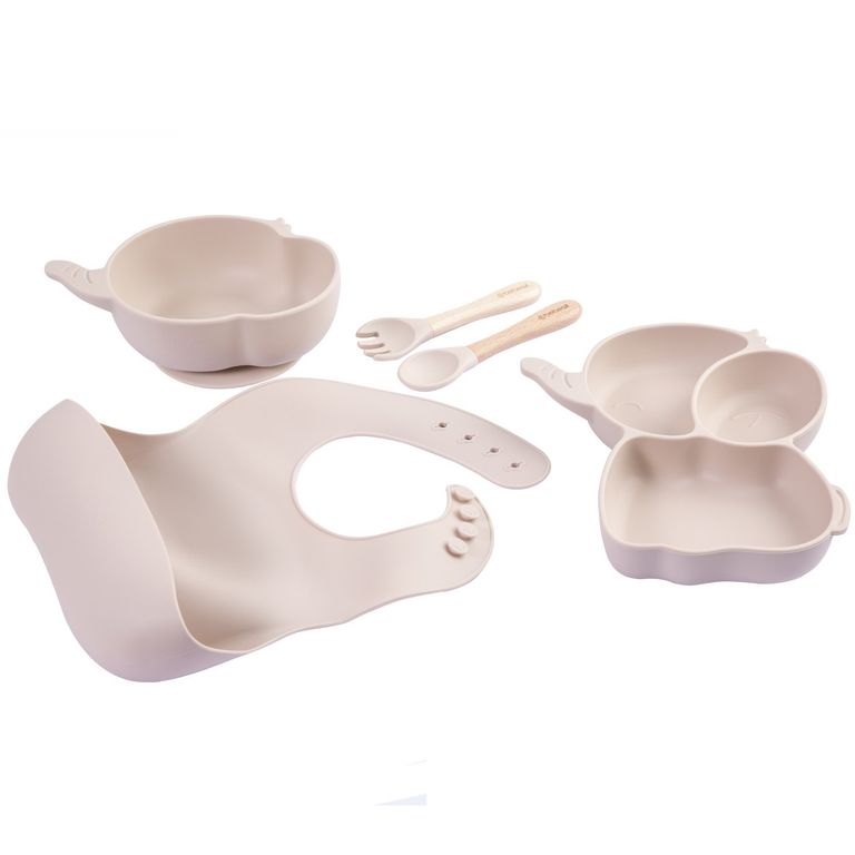 BEBESIT Set Alimentacion Elefante Silicona Beige