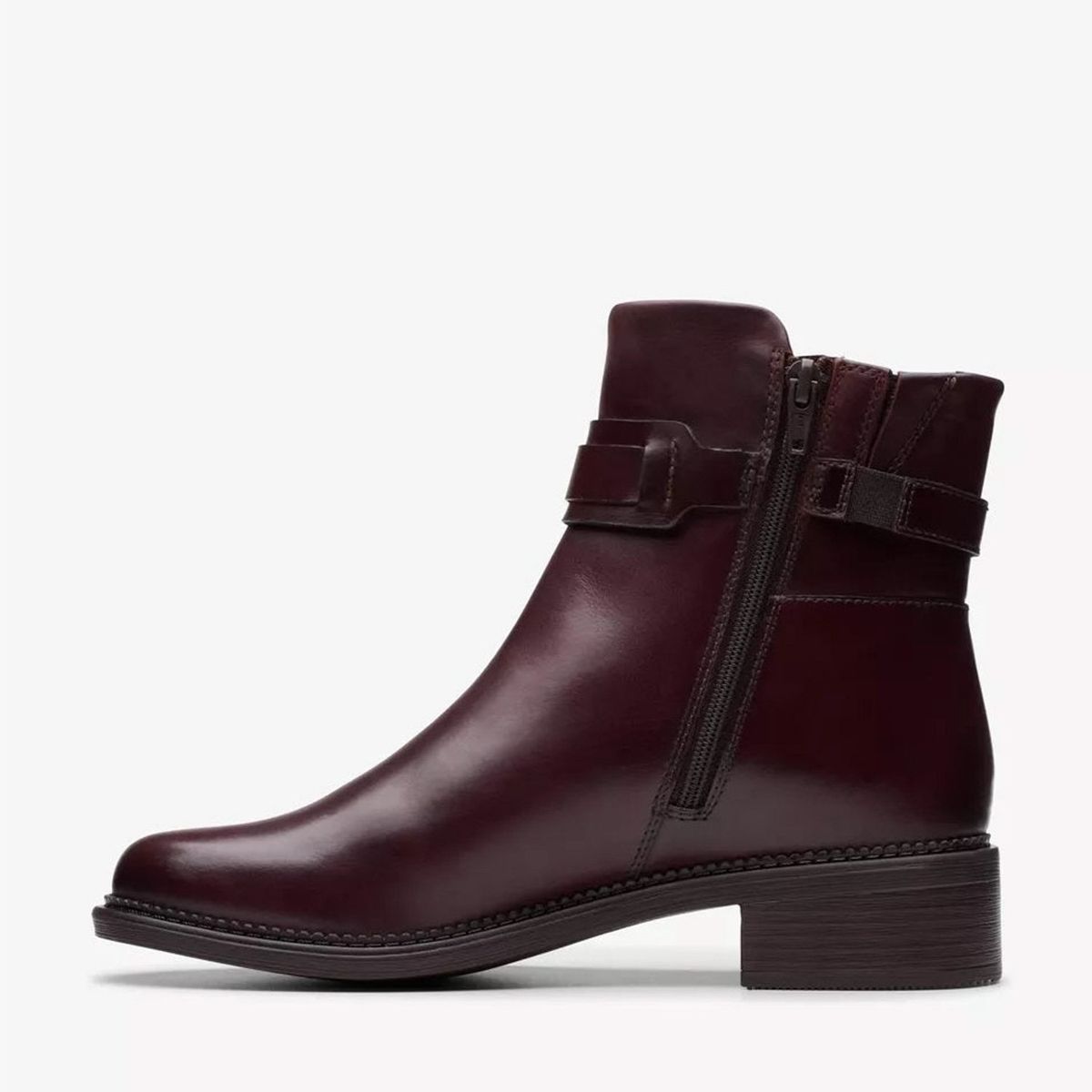 CLARKS - Botín Mujer Cuero Burdeo Clarks