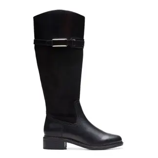 CLARKS - Bota Mujer Cuero Negro