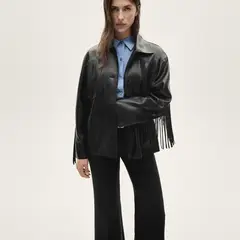 MANGO - Chaqueta Flecos Efecto Piel Mujer