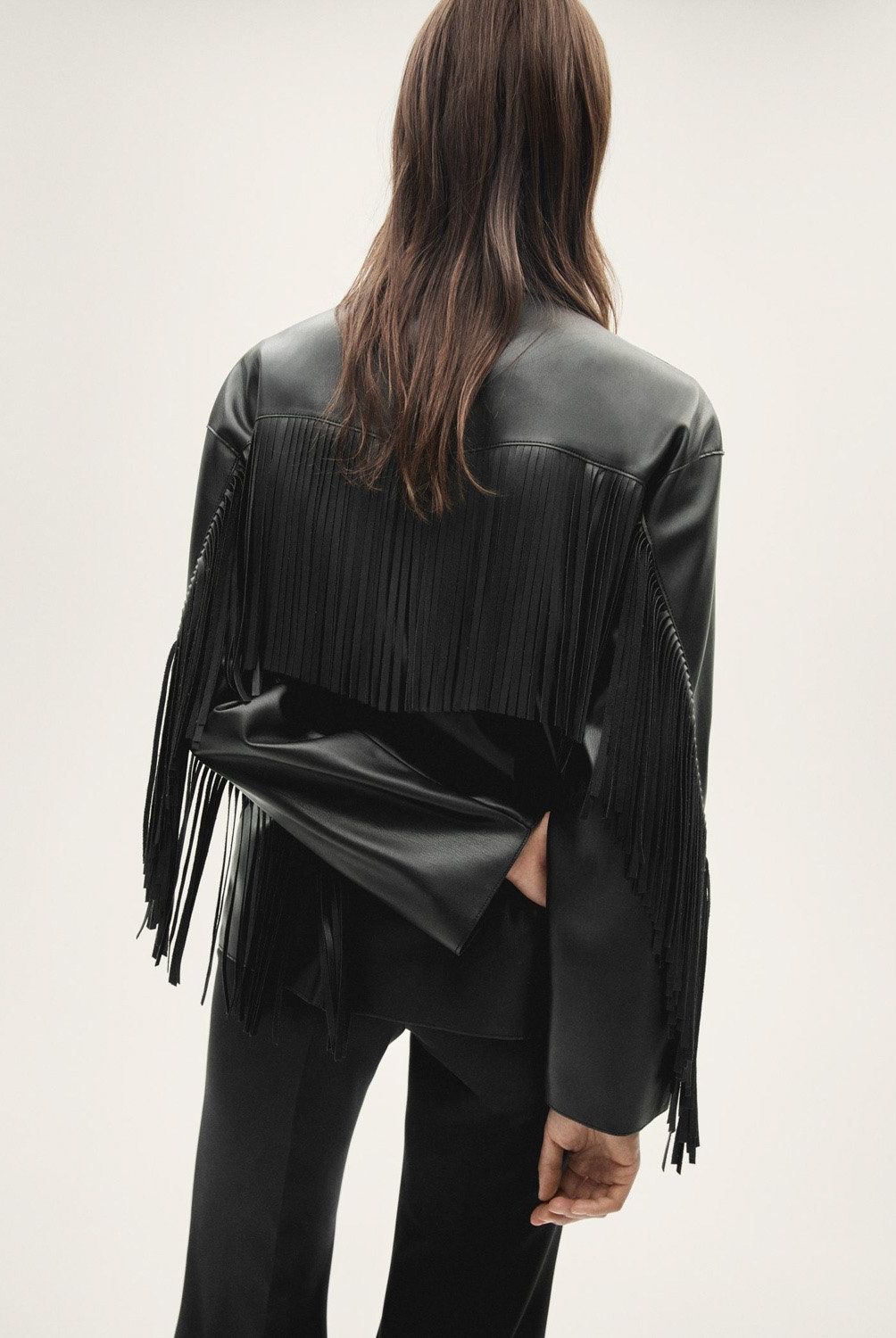 MANGO - Chaqueta Flecos Efecto Piel Mujer Mango