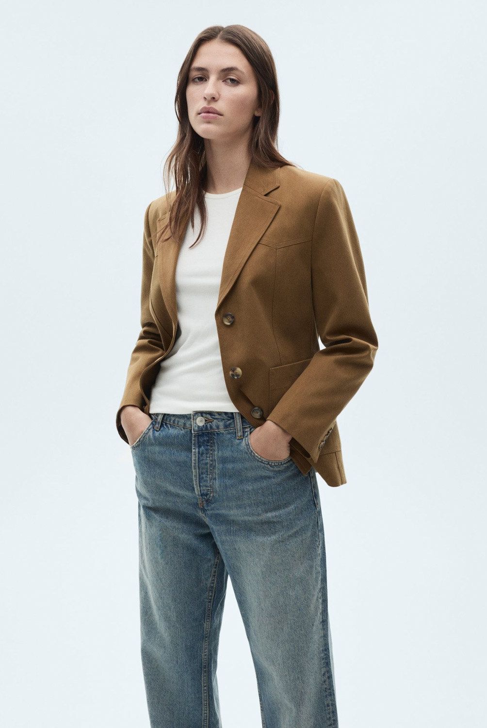MANGO - Blazer Lyocell Bolsillos Mujer Mango
