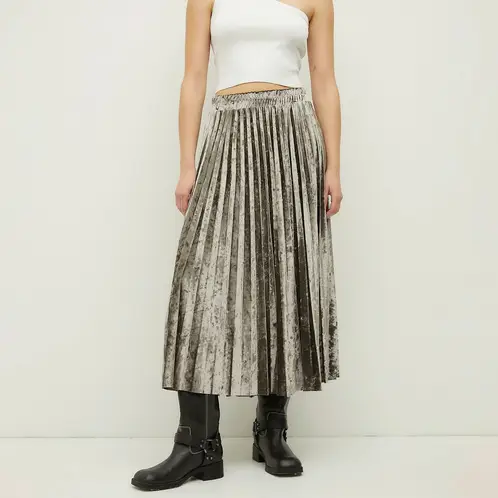 DIXIE - Falda Larga Metalizada Mujer