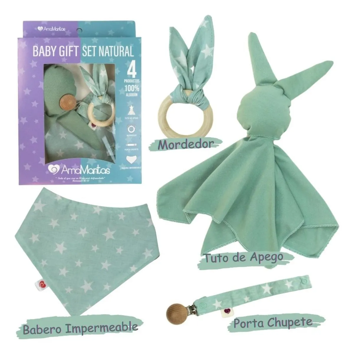 AMAMANTAS - Baby Gift Set Natural  Conejo Menta Amamantas