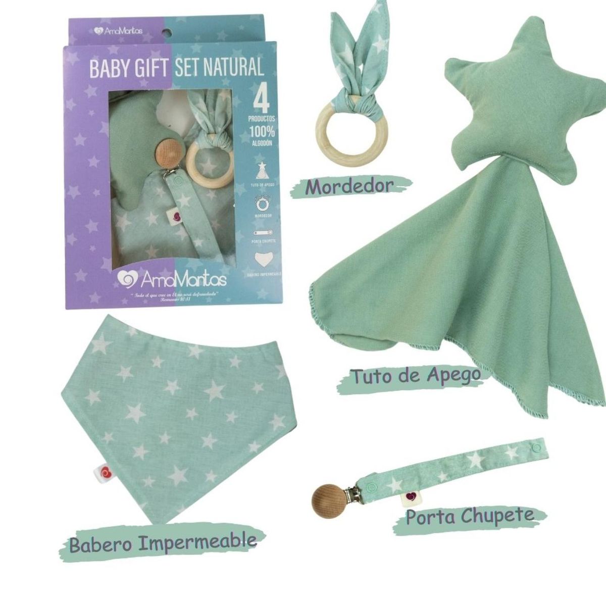 AMAMANTAS - Baby Gift Set Natural  Estrella  Menta Amamantas