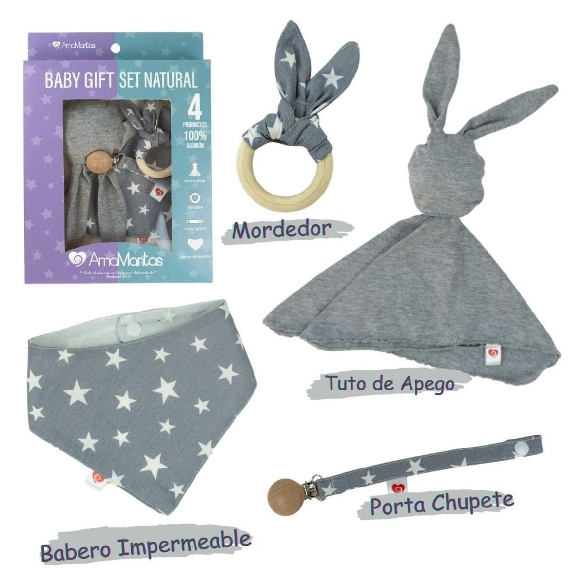 AMAMANTAS - Baby Gift Set Natural  Conejo Gris Amamantas