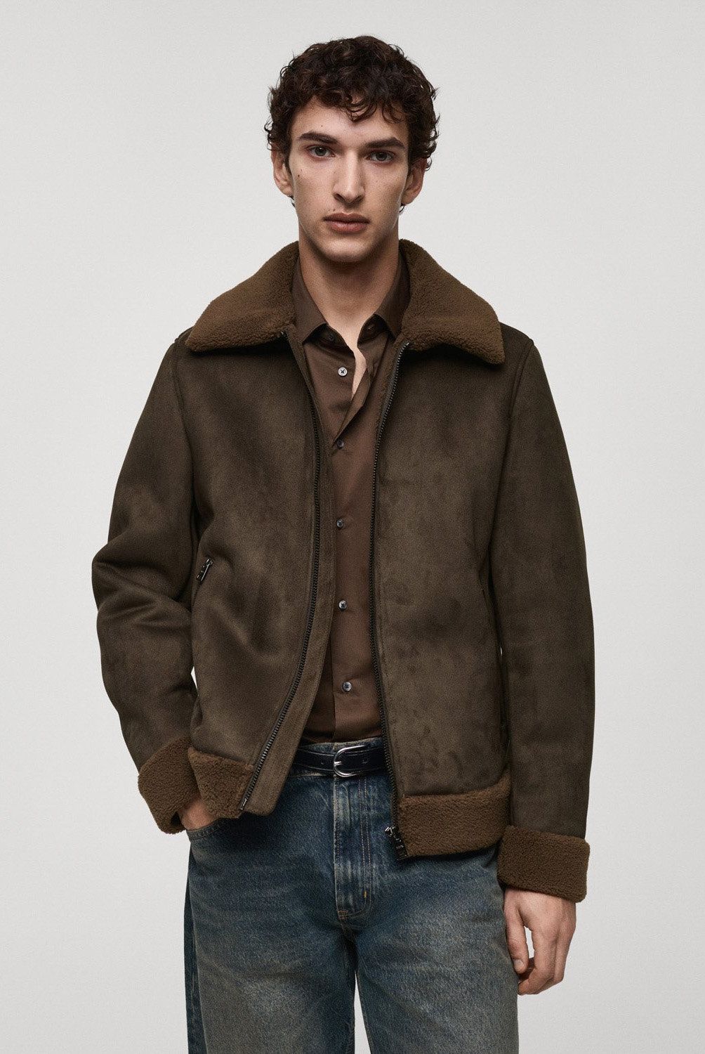 MANGO MAN - Chaqueta Doble Faz Efecto Ante Hombre Mango Man