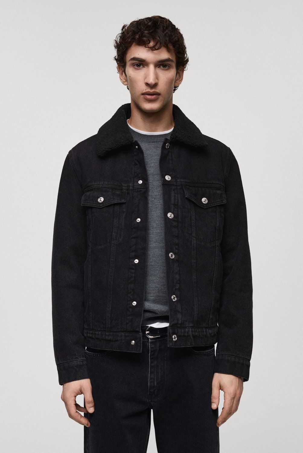 MANGO MAN - Chaqueta Vaquera Interior Borreguito Hombre Mango Man