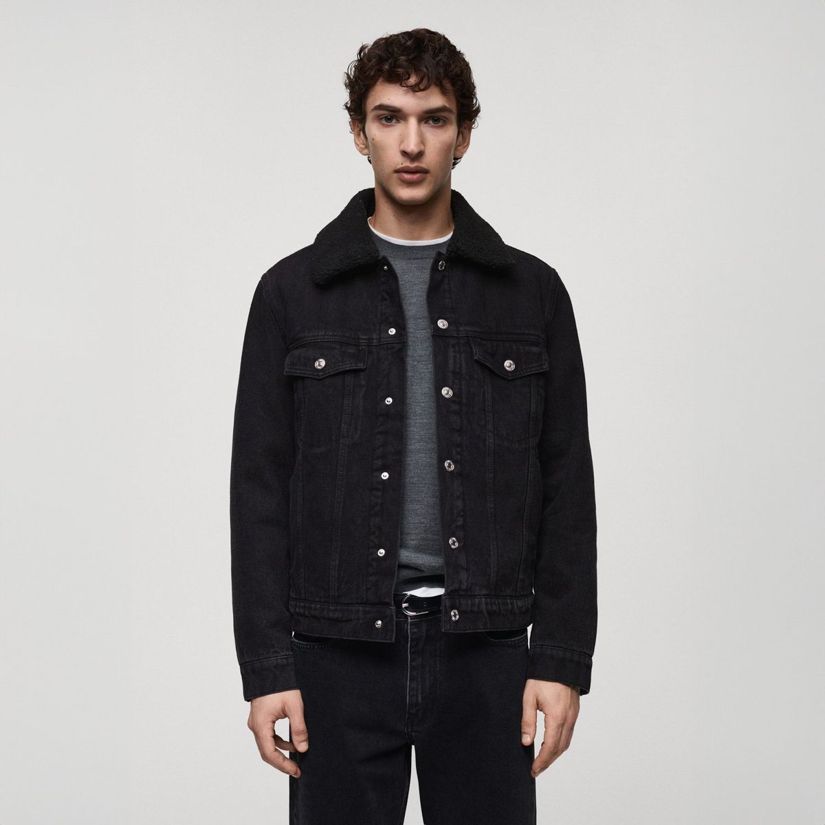 MANGO MAN - Chaqueta Vaquera Interior Borreguito Hombre Mango Man