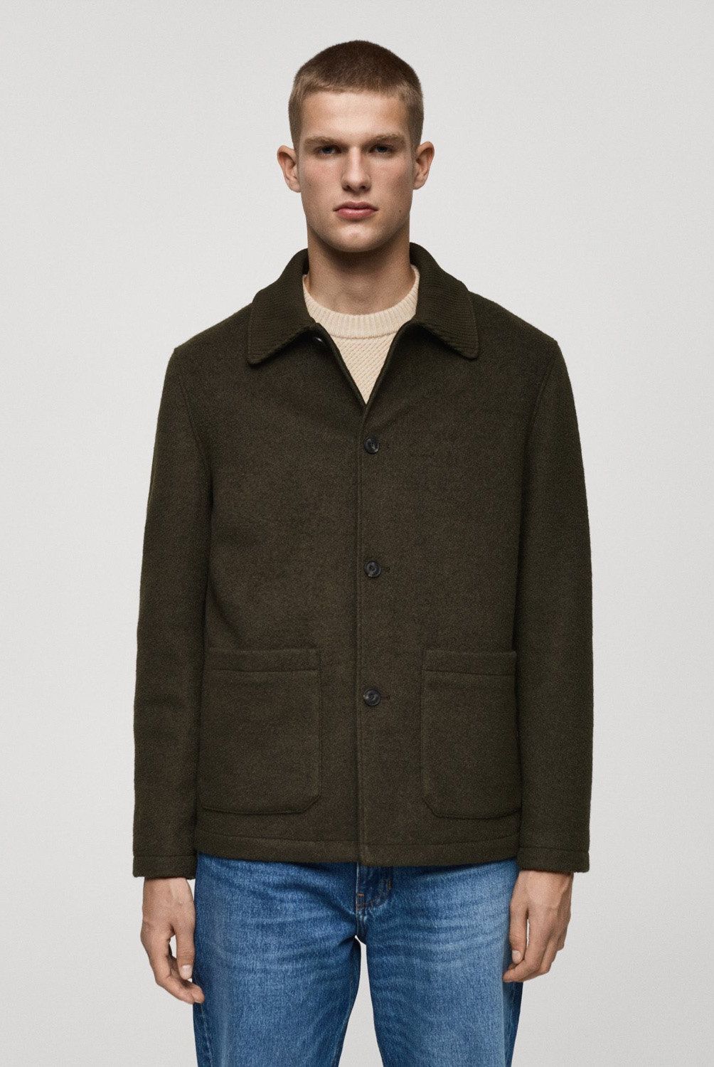 MANGO MAN - Chaqueta Bouclé Lana Bolsillos Hombre Mango Man