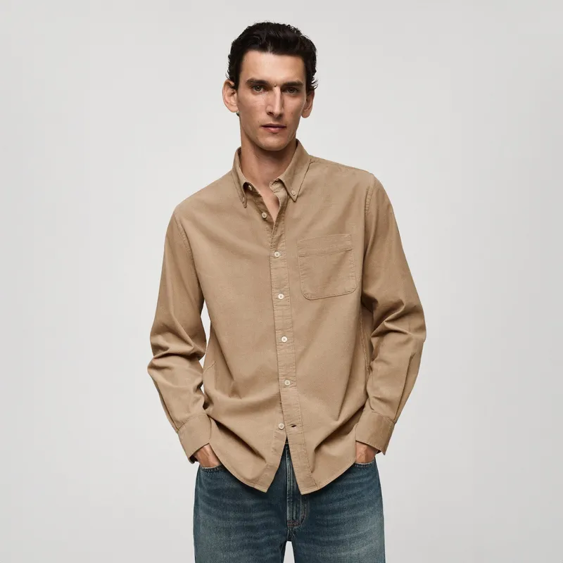 MANGO MAN - Camisa Micropana Classic Fit Hombre Mango Man