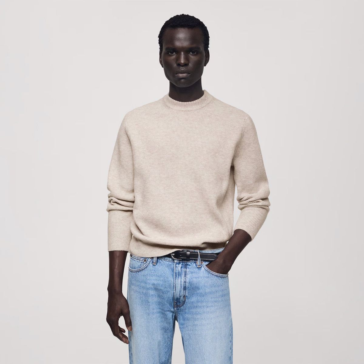 MANGO MAN - Sweater Punto Estructura Cuadrillé Hombre Mango Man