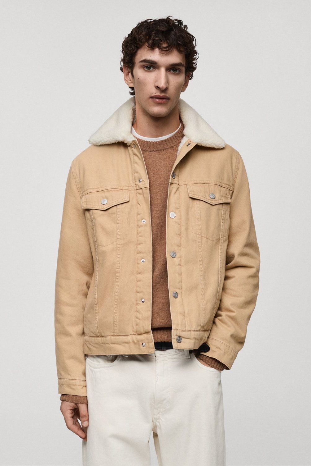 MANGO MAN - Chaqueta Vaquera Cuello Borreguillo Hombre Mango Man
