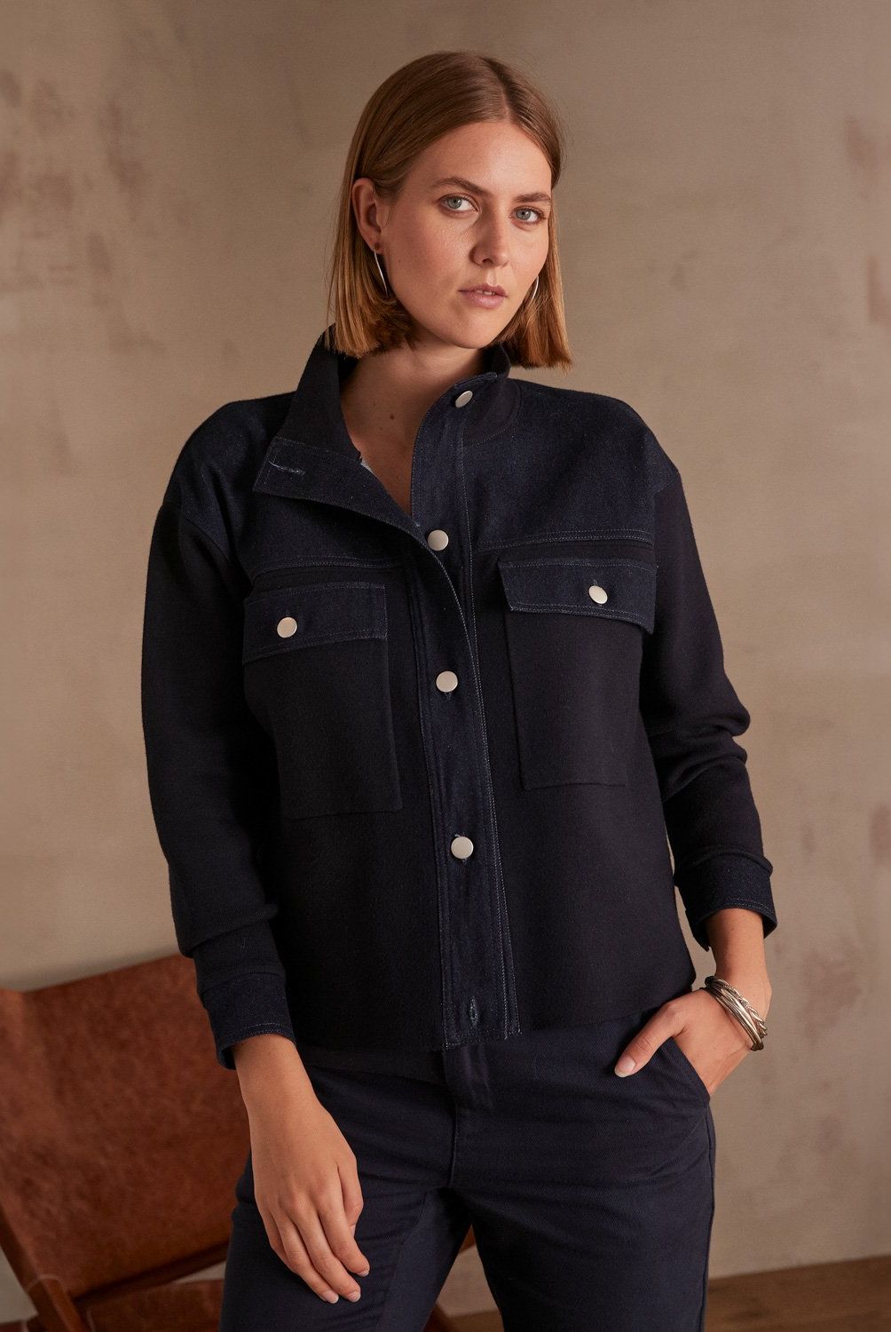MAISON 123 - Chaqueta Jeans Botones Mujer Maison 123