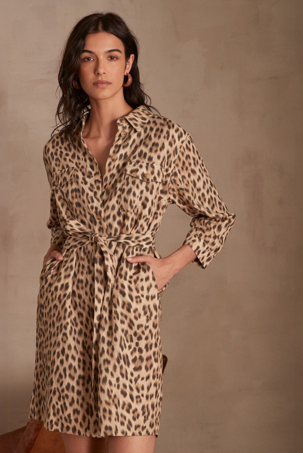 MAISON 123 - Vestido Lino Animal Print Mujer Maison 123