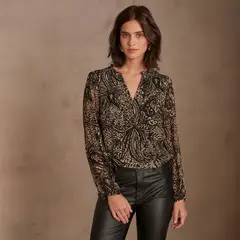 MAISON 123 - Blusa Estampada Manga Larga Mujer