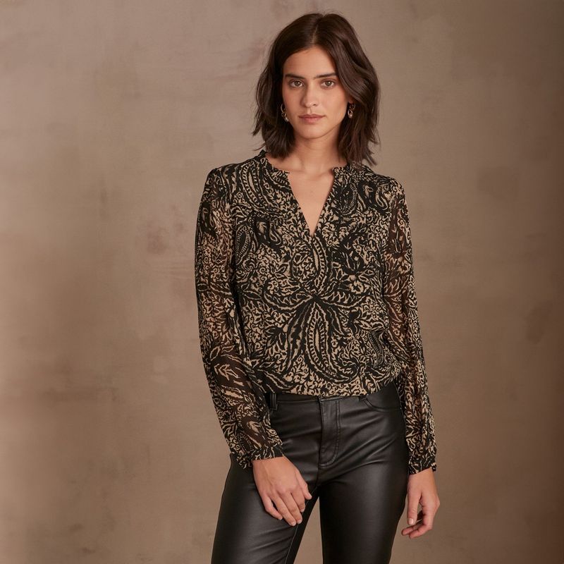 MAISON 123 - Blusa Estampada Manga Larga Mujer Maison 123