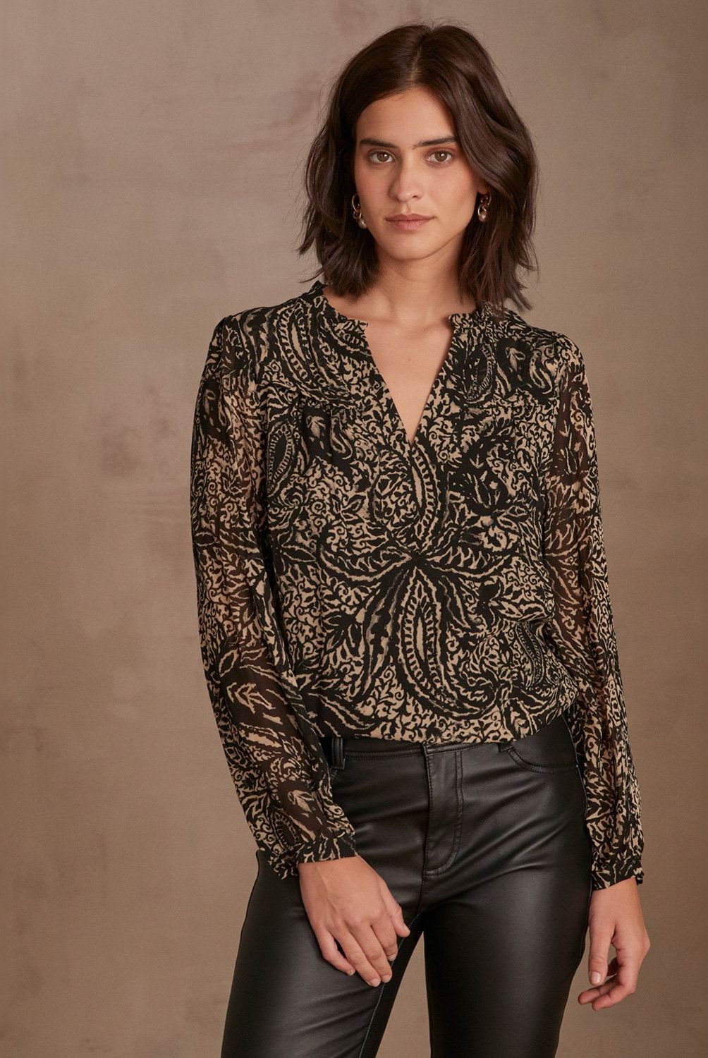 MAISON 123 - Blusa Estampada Manga Larga Mujer Maison 123