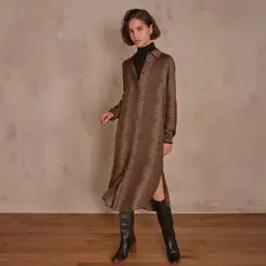 MAISON 123 - Vestido Camisero Animal Print Mujer