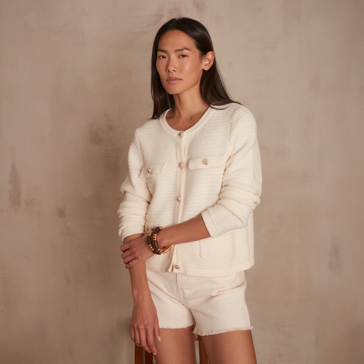 MAISON 123 - Chaleco Crop Botones Mujer Maison 123