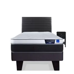FLEX - Cama Europea Nexus 1.5 Plaza + Respaldo Modern + Velador Rover