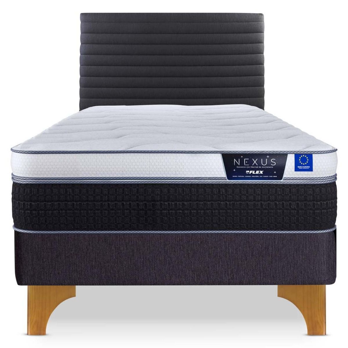 FLEX - Cama Europea Nexus 1.5 Plaza + Respaldo Modern Flex