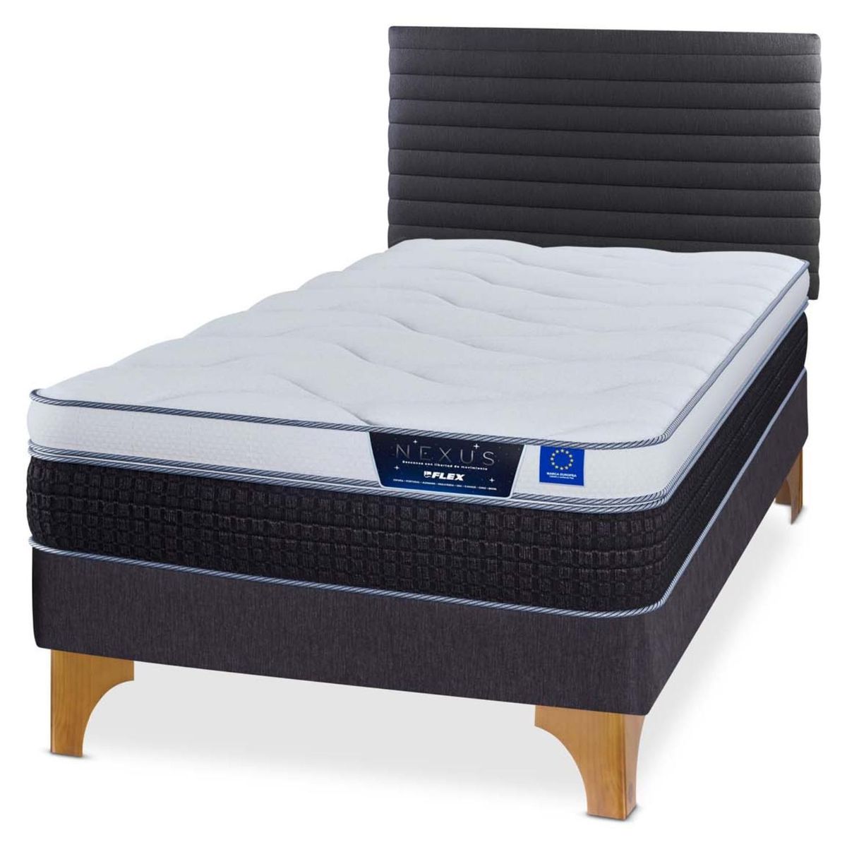 FLEX - Cama Europea Nexus 1.5 Plaza + Respaldo Modern Flex