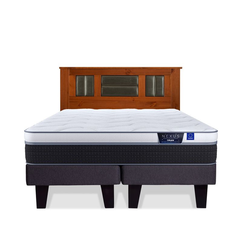 FLEX - Cama Europea Nexus 2 Plazas Bd + Respaldo Lorraine Flex
