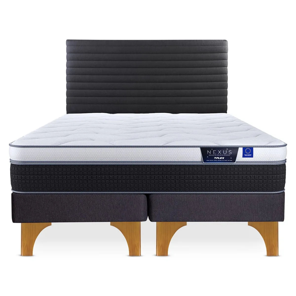 FLEX - Cama Europea Nexus 2 Plazas x 2.00mt Base Dividida + Respaldo Flex