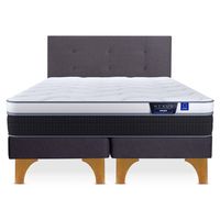 Cama Europea Nexus 2 Plazas Bd + Respaldo Royal Grafito