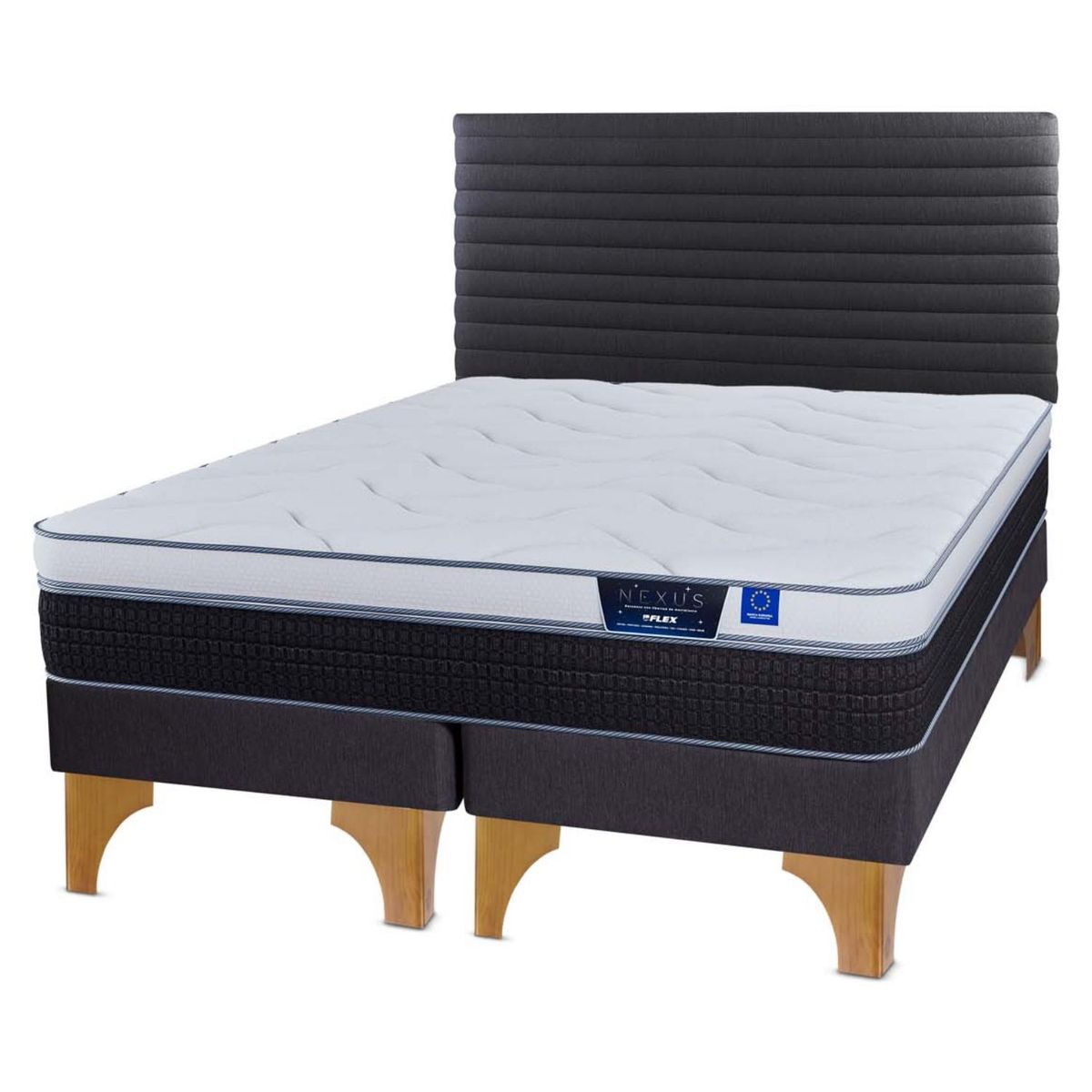 FLEX - Cama Europea Nexus King x 2.00mt Base Dividida + Respaldo Flex