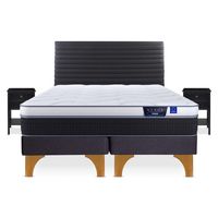 Cama Europea Nexus King + Respaldo Modern + 2 Veladores Rover