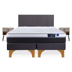 FLEX - Cama Europea Nexus King x 2.00mt Base Dividida + Respaldo + 2 Veladores
