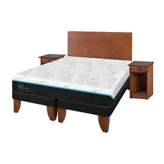CIC - Cama Europea Green 2 Plazas + Respaldo + 1 Velador