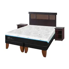 CIC - Cama Europea Green 2 Plazas + Respaldo + 1 Velador