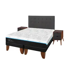 CIC - Cama Europea Green King + Respaldo + 2 Veladores