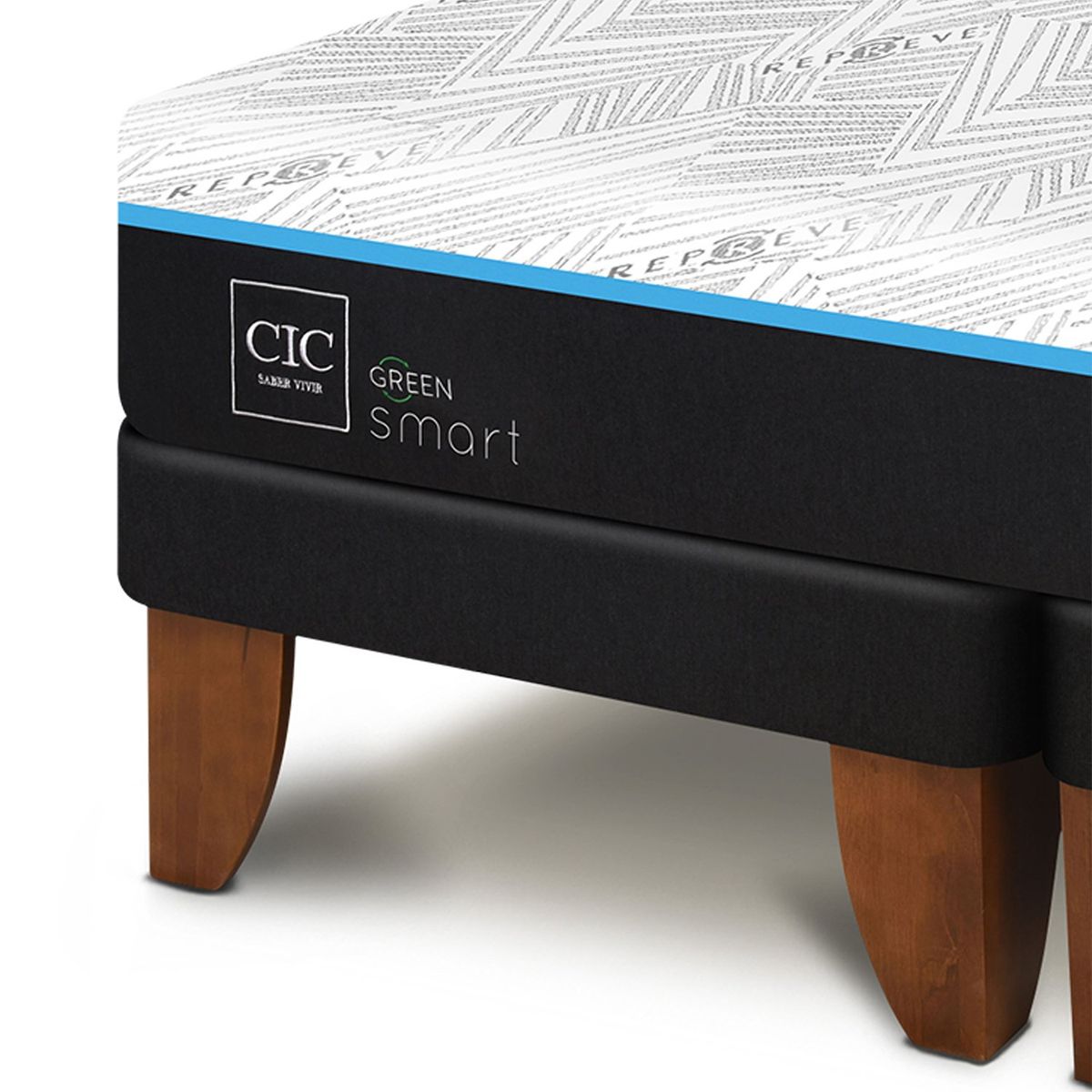 CIC - Cama Europea Green King + Respaldo + 2 Veladores Cic