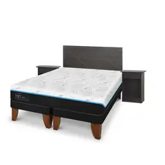 CIC - Cama Europea Green 2 Plazas + Respaldo + 1 Velador